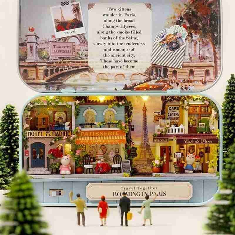 1pcs 3D Doll House Handmade Box Theatre Miniature Box Cute Dollhouses Assemble Kits Toys