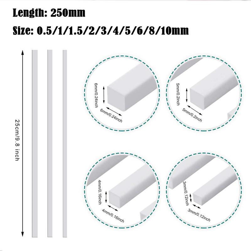 ABS Weiß Runde/Quadratische Kunststoff Stange Stock Für Architektur Modellbau Modell Material DIY Zubehör Schneiden Liefert