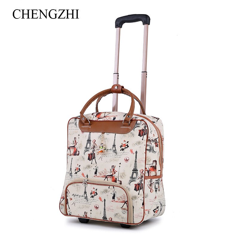 Chengzhi Mode Vrouwen Trolley Strepen Bagage Rollende Koffer Casual Reistas Op Wielen