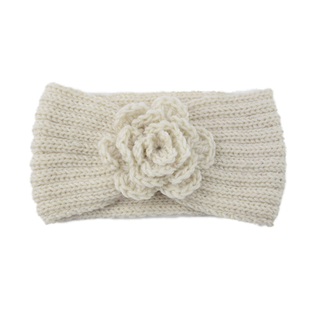 Vrouwen Rose Bloem Gebreide Hoofdbanden Vrouwen Herfst Winter Gehaakte Hoofd Wrap brede Wollen Haarband Tulband Bandana Haaraccessoires: green