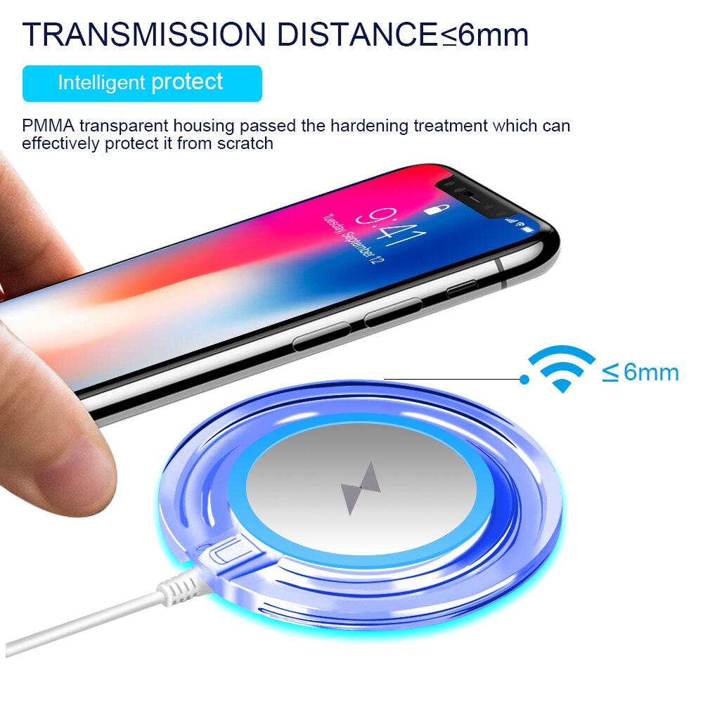 Chargeur sans fil rapide 10W pour Samsung Galaxy S10 S9/S9 + S8 Note 9 USB Qi chargeur pour iPhone 11 Pro XS Max XR X 8 Plus