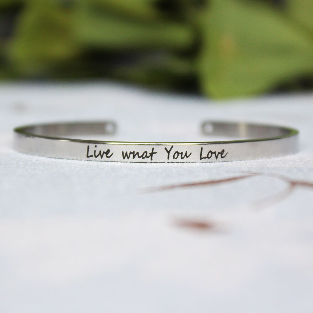 Stainless Steel Engraved Message Bracelet Positive Inspirational Letter Bracelet & Bangle For Women SL-150: H