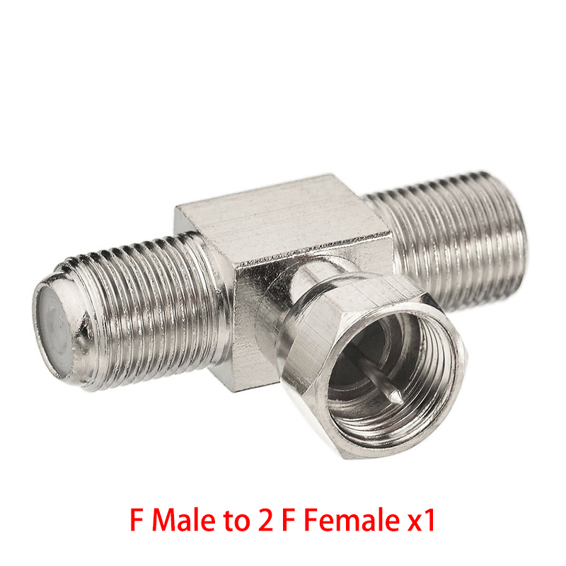 Adaptador Coaxial hembra F a doble F hembra tipo T conector divisor de 3 vías en forma de T para antena de vídeo de TV: Verde militar