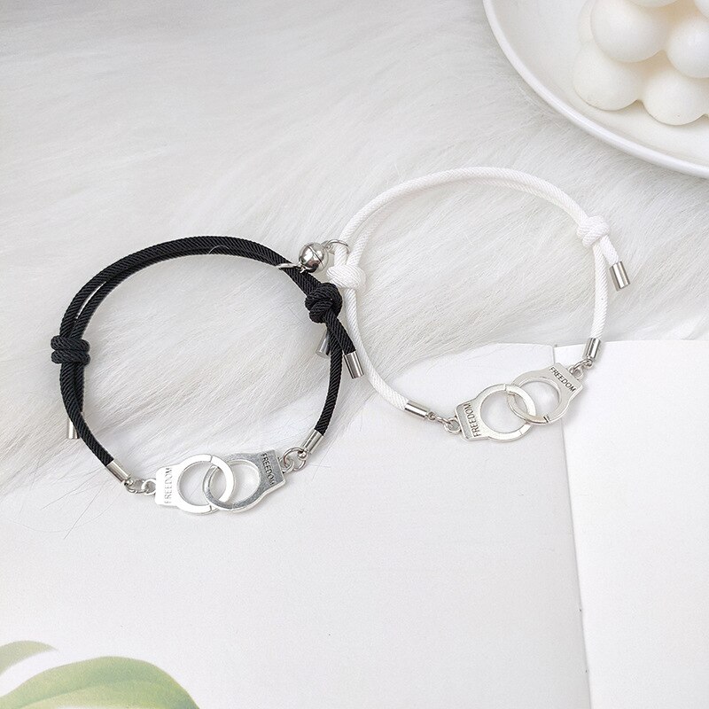 Conjunto de pulsera de esposas BBF para hombre y mujer, 2 uds., pulsera de cuerda ajustable, amuleto de amistad, pulseras a juego: Style 02