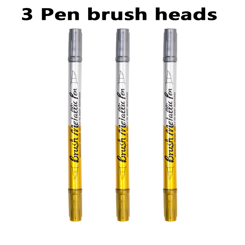 3-6 Pcs Double Head Metallic Marker Pens Gold/Silver 2.5mm Hard Head/brush Head Markers for Painting Stationery School Supplies: Red