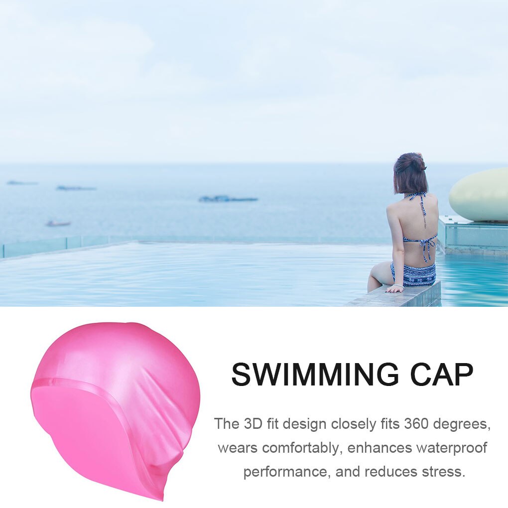 Men Women Long Hair Waterproof Swim Pool Caps Swimming Caps Ear Protect Large Natacion Badmuts Silicone Diving Hat