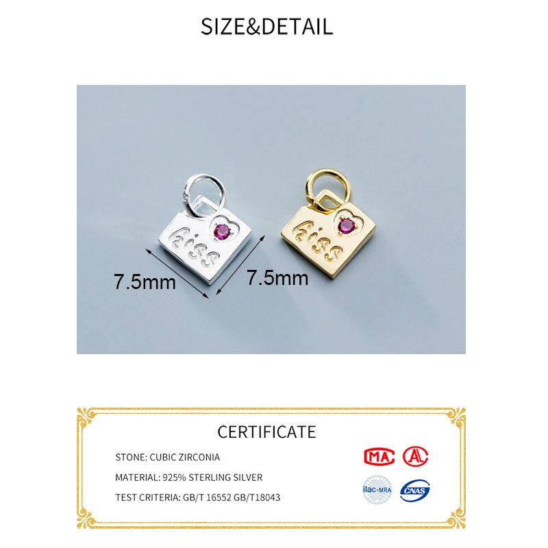 Meetsoft Sekretariat 925 Sterling silber quadratisches schild buchstabe rosa zirkon anhänger diy handgemachter schmuck halskette dekoration accessoire