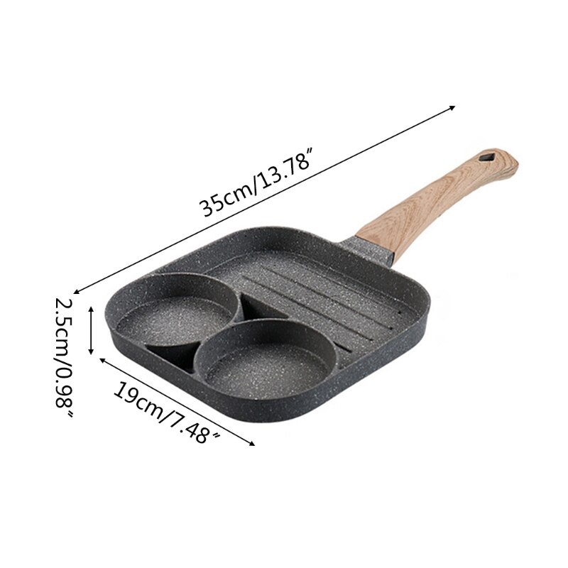 3/4 Vier-Gat Omelet Pan Voor Eieren Non-stick Geen
