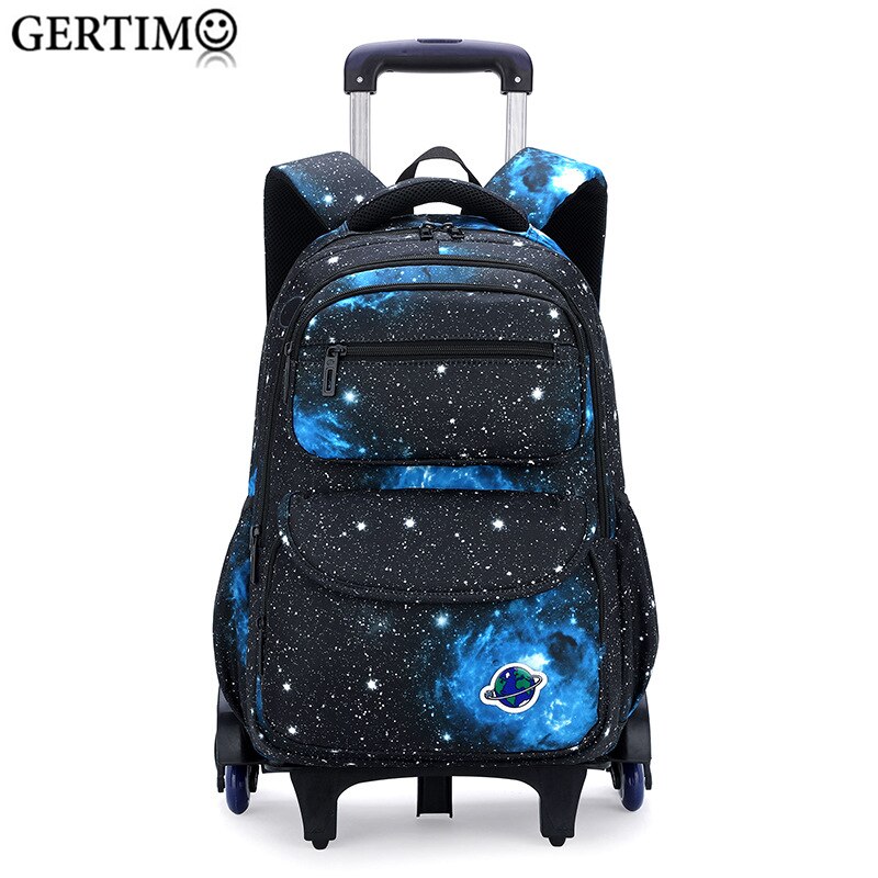 Kinder Trolley Schulranzen Raum Starry Sky Gedruckt Abnehmbarer Jungen Roll Rucksäcke Kinder Gepäck Rädern Taschen Bare Bookbag