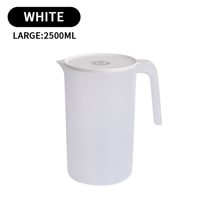 Carafe à jus de citron de grande capacité 2000/2500ML, bouilloire d&#39;été, carafe à eau, réfrigérateur de cuisine, récipient d&#39;eau, ensemble de verres: Large White