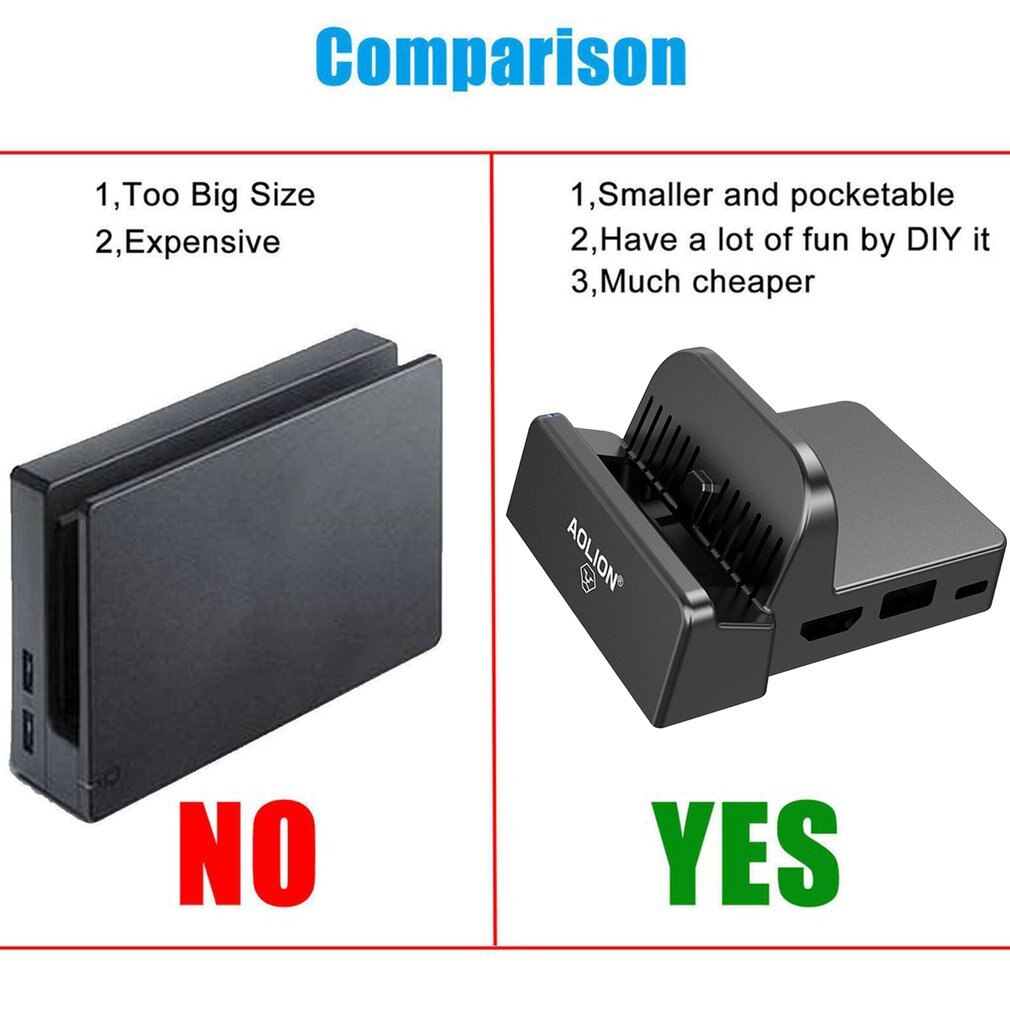 Mini DIY Replacement Dock Case for Nintendo Switch Docking Station Portable