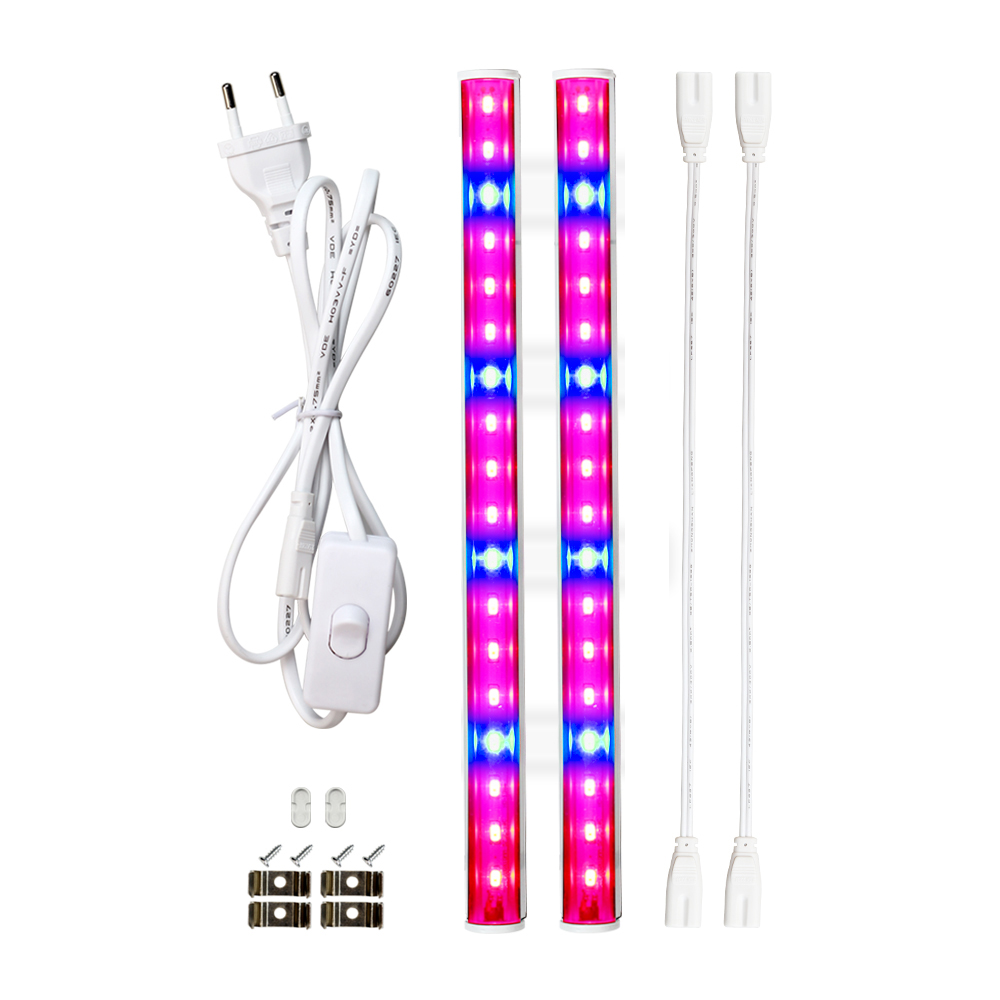 Led vækstlys fuldt spektrum indendørs plantelampe  t5 tube bar lys 5730 smd led phyto lamper hydroponic drivhus growbox 85-265v: 2 stk 5730 rør / Eu-stik