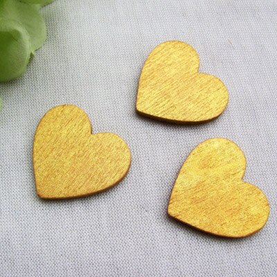 100 Pcs Wit Roze Goud Houten Liefde Hart Bruiloft Gunst Bruiloft Tafeldecoraties: gold / 25X24mm