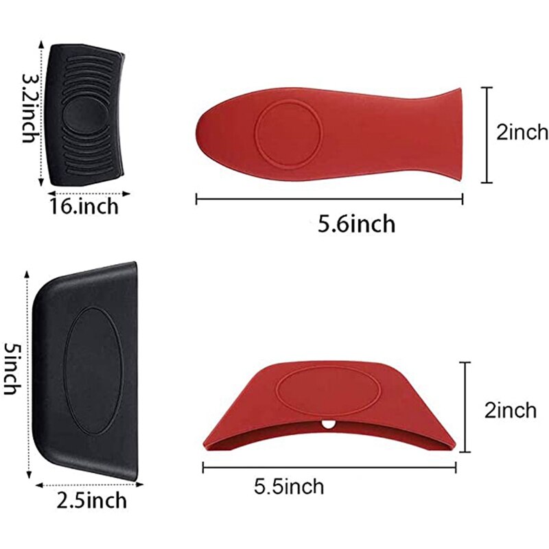 8 PCS Handle Holders And Rubber Pot Handle Covers, Silicone Removable Potholders Resistant Sleeves Lid For Cast