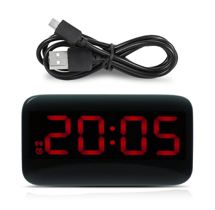LED Alarm Clock Large LED Display Voice Control Electronic Snooze Backlight Desktop Digital Table Clocks Watch With USB Cable: Red