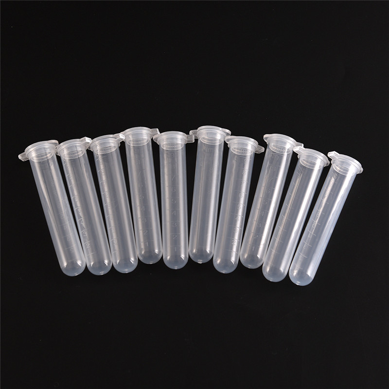 10pcs Clear Micro Plastic Test Tube Centrifuge Vial Snap Cap Container for Laboratory Sample Specimen Lab Supplies