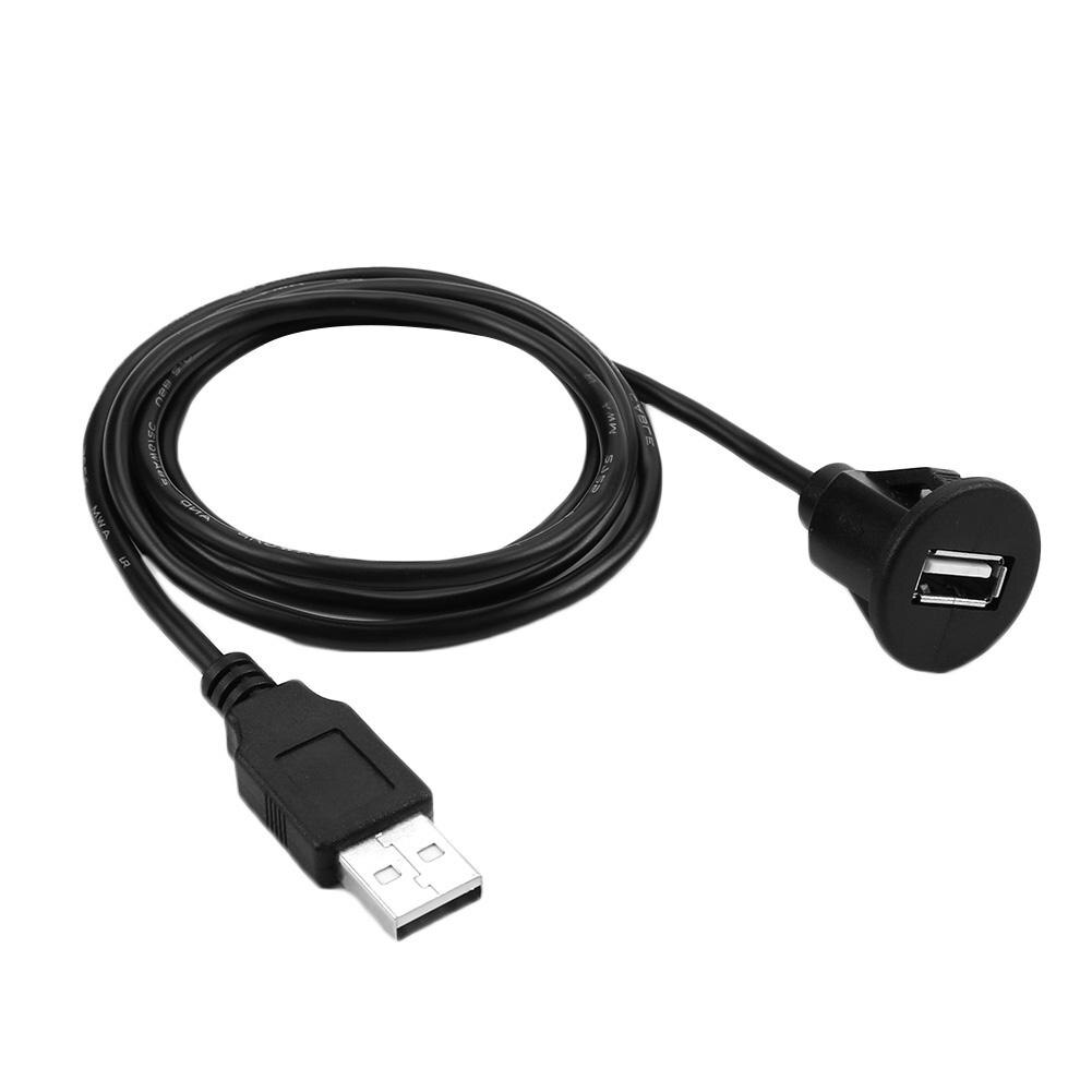 Car Dashboard Flush Dash Board Mount USB A Male to Female Socket Port Extension Panel Mount Cable Line for Car Boat Motorcycle