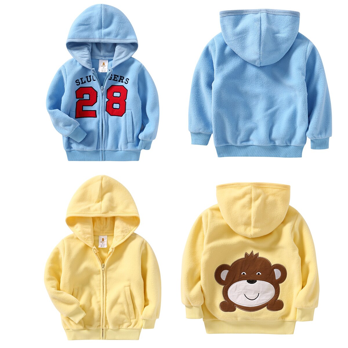Baby Jongen Jas Kinderen Jas Herfst Meisje Uitloper Jas Capuchon Fleece Cartoon Geborduurde Rits Top