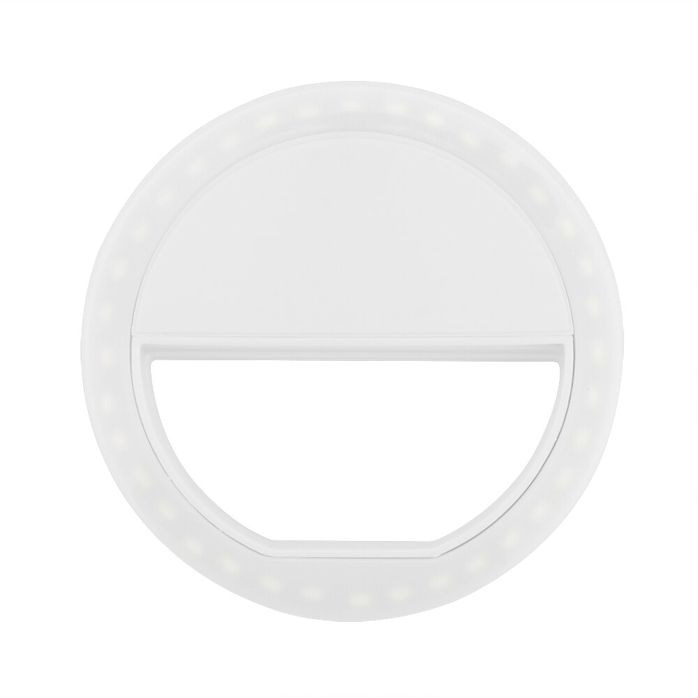 Tragbares usb-ladegerät led-ring-selfie wiederaufladbares selfie-licht smartphone led-ringlicht nacht dunkelheit fotoaufnahme: Weiß