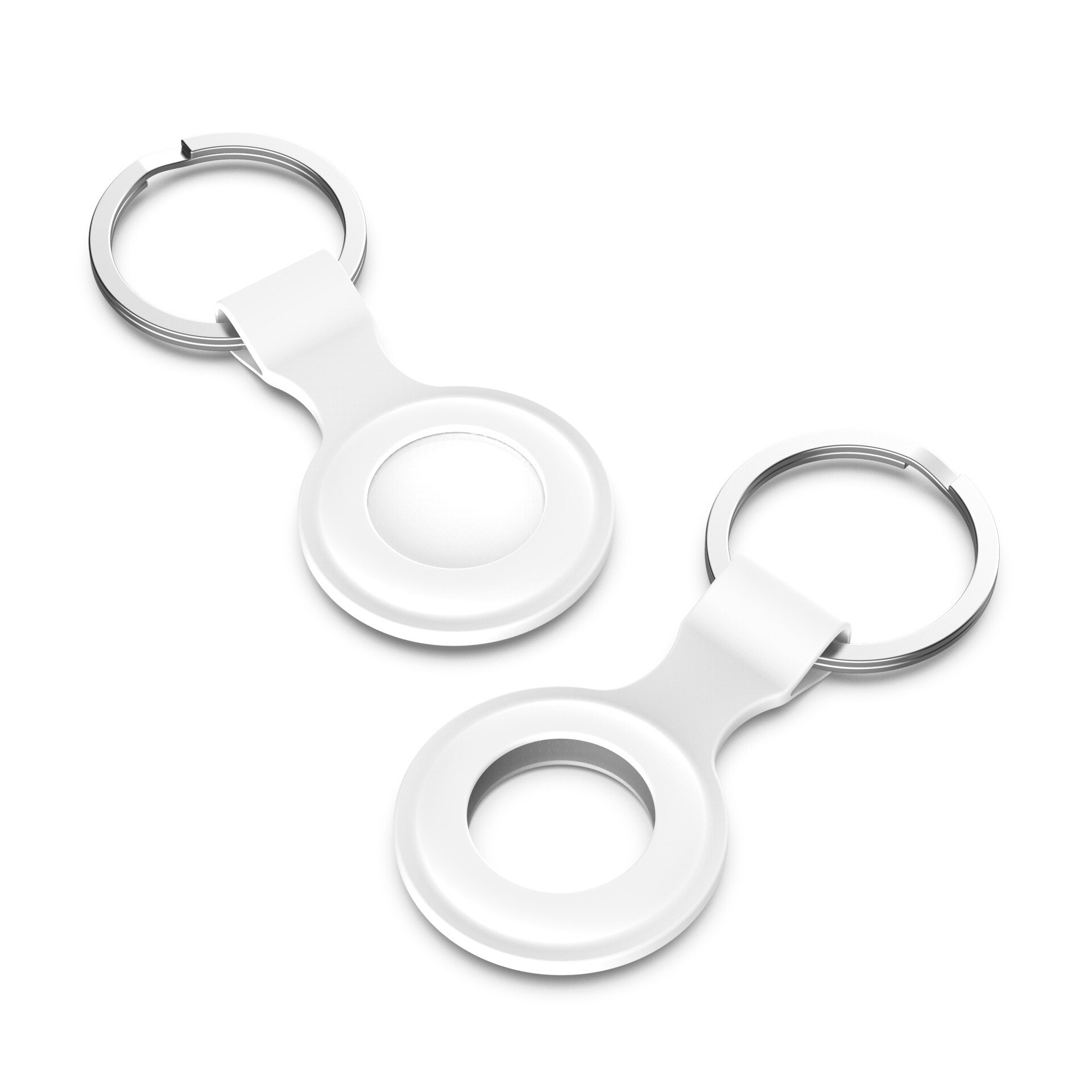 Retainer Cases For Apple Airtags Location Trackers Hanging High Durable Solid Silicone Buckle AntiLost Protective Covers: White