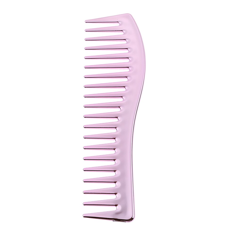 Peine de resina galvanizado para peluquería, cepillo de pelo de masaje para el cuero cabelludo, peine grande de diente ancho, herramienta para corte de pelo, peines para peluquero: Rosa