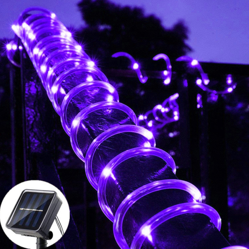 Outdoor Solar Tube Rope Led String Lights Street Yard Camping Garden Decoration Wedding Garland Waterproof Fairy Strip Light: WHITE / 11-15W