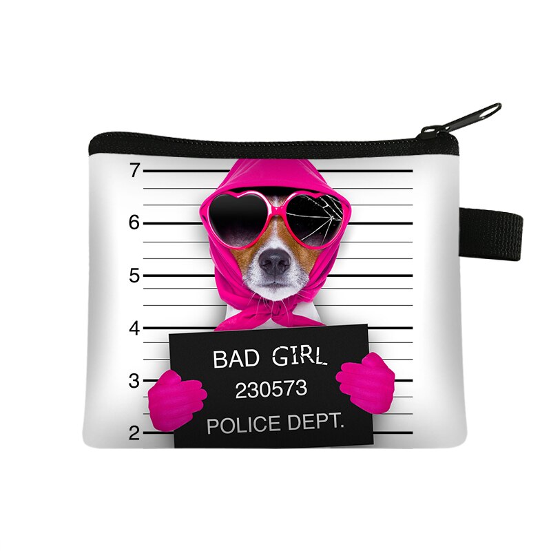 Lustige Schlechte Hund Brieftasche Niedliche Bulldogge Mops Münze Geldbörsen Damen 3D Druck Tier Ändern Nette Kleine Zipper Tasche für frauen Beutel: lqbbaddogs08