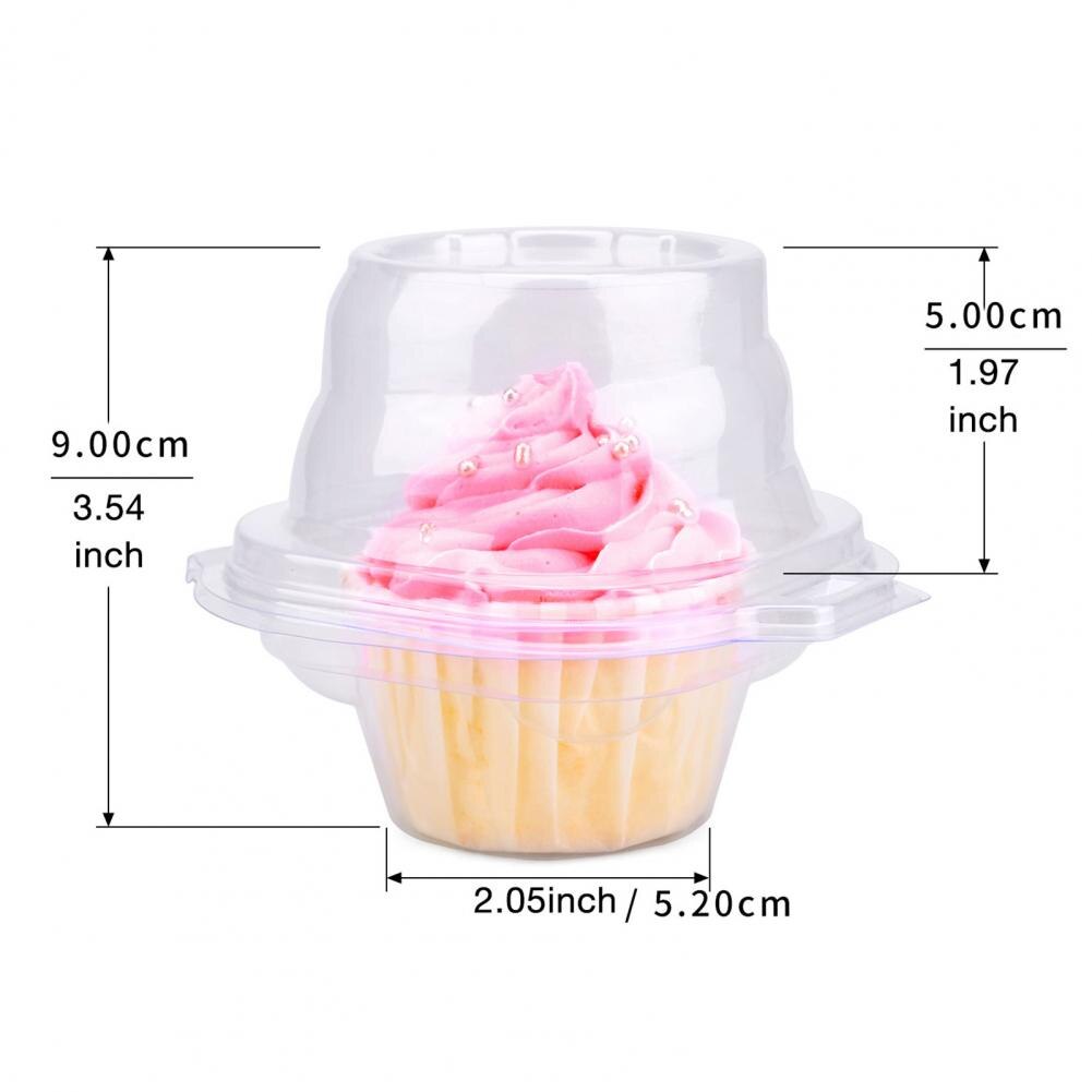 50Pcs Clear Plastic Enkele Cupcake Cake Case Muffin Dome Houder Box Container Voor Keuken Accessoires