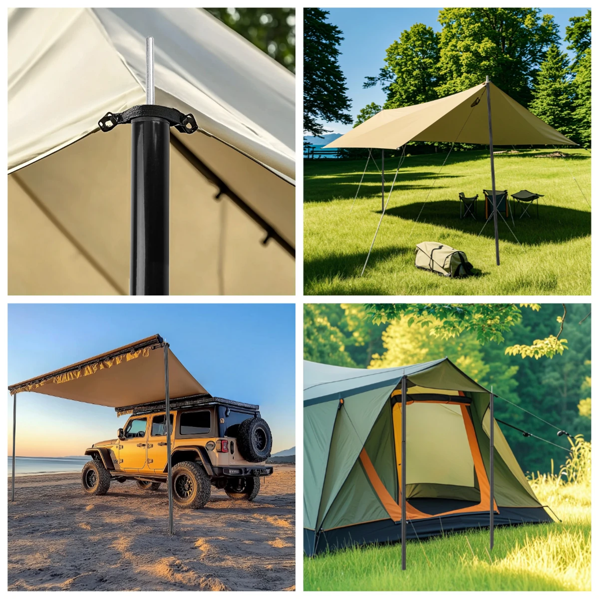 Zestaw 2 masztów namiotowych robić plandeki Regulowane maszty kempingowe Składany maszt namiotowy robić wędrówek z plecakiem Markiza Namiot Schronienie