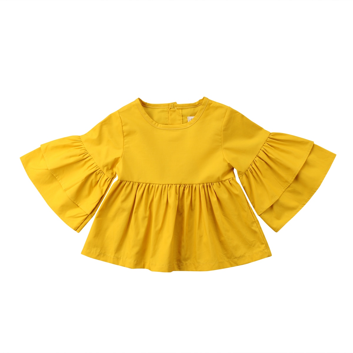 Peuter babymeisjes kinderblouse shirt ruches flare lange mouwen katoenen topjes kleding outfits schattig casual herfst pure kleur
