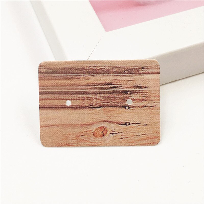 100 sztuk 2.5x3.5cm kolczyk karty opakowania stojak do kolczyków posiadacz karty karton papier typu Kraft tagi dla DIY biżuteria wyświetlacz: Wood grain