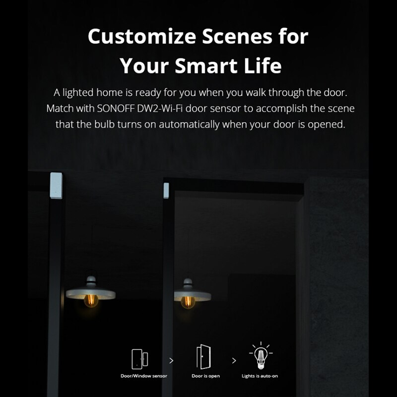 SONOFF – ampoule intelligente WIFI 7W E27, 1/2/5 pièces, lampe LED sans fil, Filament lumineux, application eWelink, commande vocale, fonctionne avec Alexa Google Home