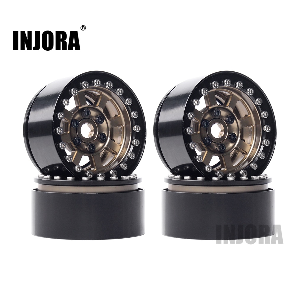 4 Jantes Beadlock 1.55" INJORA Pour RC Crawler - Compatible Axial, Tamiya CC01, MST, LC70, 1:10