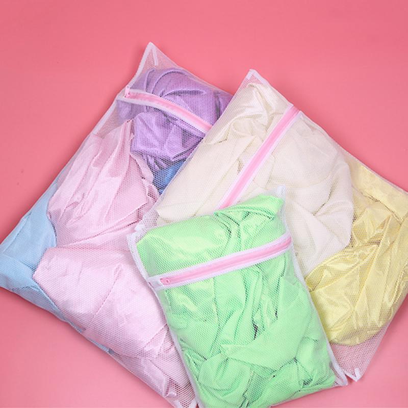 3 Sizes Zippered Mesh Laundry Wash Bags Nylon Laundry Bag Zipped Wash Bag Laundry Washing Mesh Net Daily Household Goods Tools