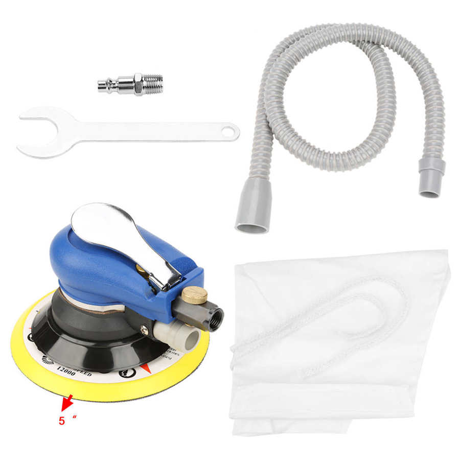 AT-980V 5/6 inch Round Sander Vacuum Cleaner Pneumatic Air Polishing Machine Kit: Default Title