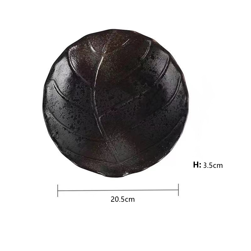 Japanese Retro Ceramic Dinner Plates Tableware Round Leaf Tray Fruit Salad Dishes Home Restaurant Kitchen Dinnerware: 8Inch Plate