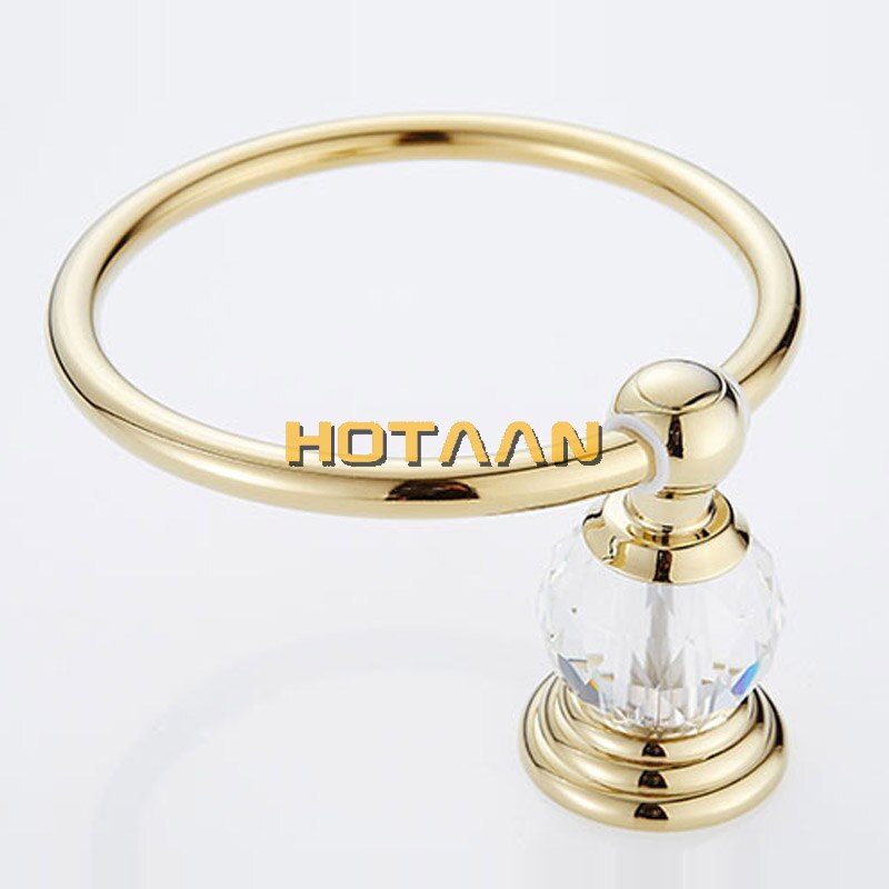 Luxe Crystal Handdoek Houder Gouden Handdoek Ring Ronde Wandmontage Handdoekenrek Bar Houder Klassieke Badkamer Accessoires YT-12891G