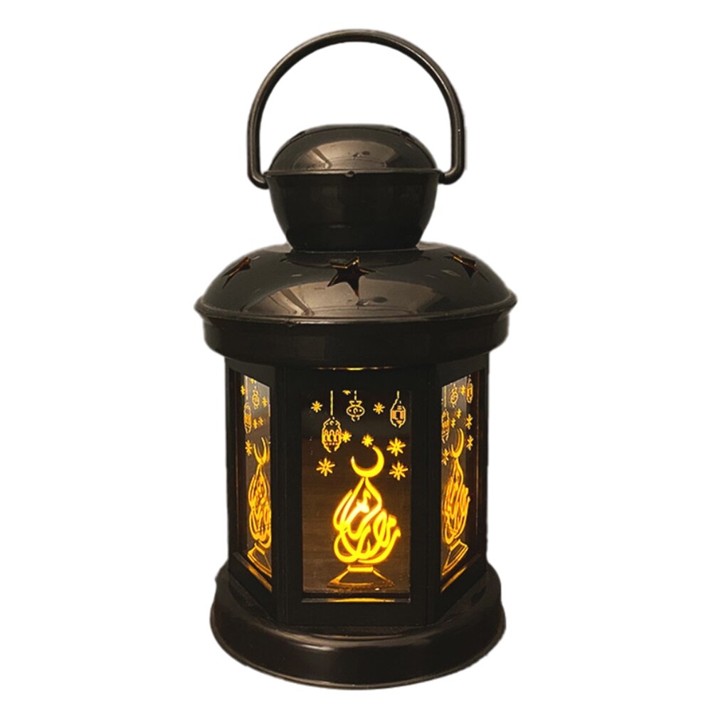Led Lantaarn Lichten Eid Mubarak Ornamenten Ramadan Sfeer Lamp Eid Ramadan Home Party Decoratie Plastic Lantaarn Decoratie: BlackZYFD-20B