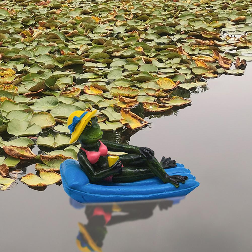 Statue de grenouilles flottantes en résine, Sculpture de grenouille mignonne créative pour étang de jardin en plein air décoratif pour décoration de jardin de bureau à domicile 2022