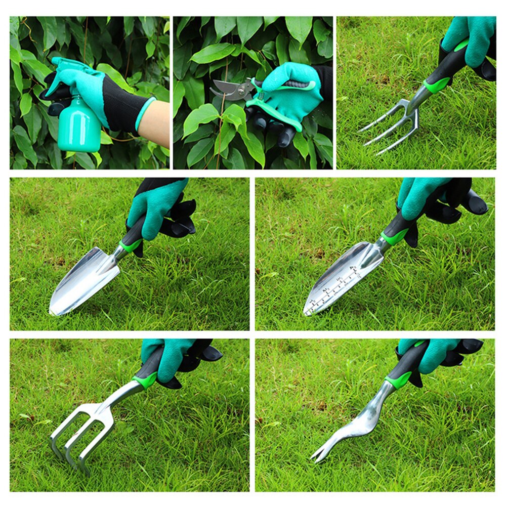 Garden Hand Tools Portable Flower Vegetable Bonsai Shovel Rake Spade Set Weeder Tools With Handle Garden Lawn Plants Transplant