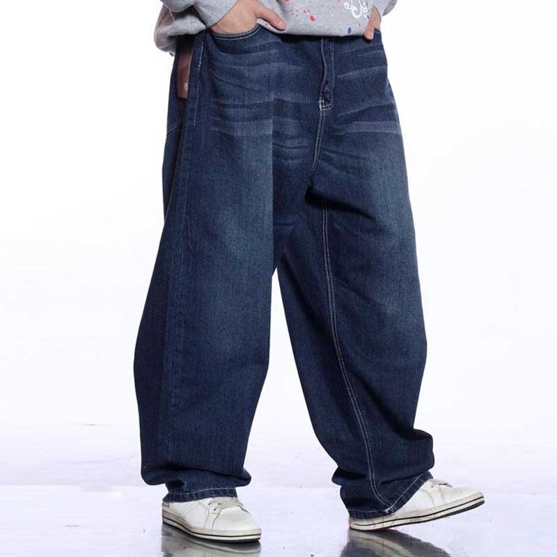 Hip Hop Jeans Men Casual Loose Baggy Harem Jeans Straight Denim Pants Wide Leg Blue Trousers Man Clothes Plus Size Pants