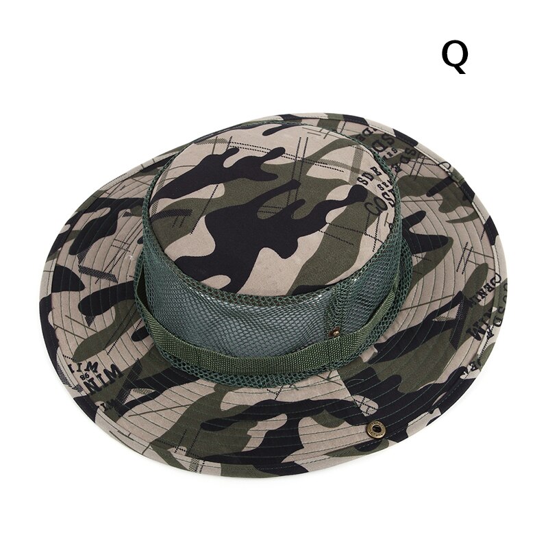 Unisex kvinner herre sommer avslappet trendy kamuflasje strand caps panama jazz nett lue sammenleggbar solhatt cowboy fedora print solhatt: 31
