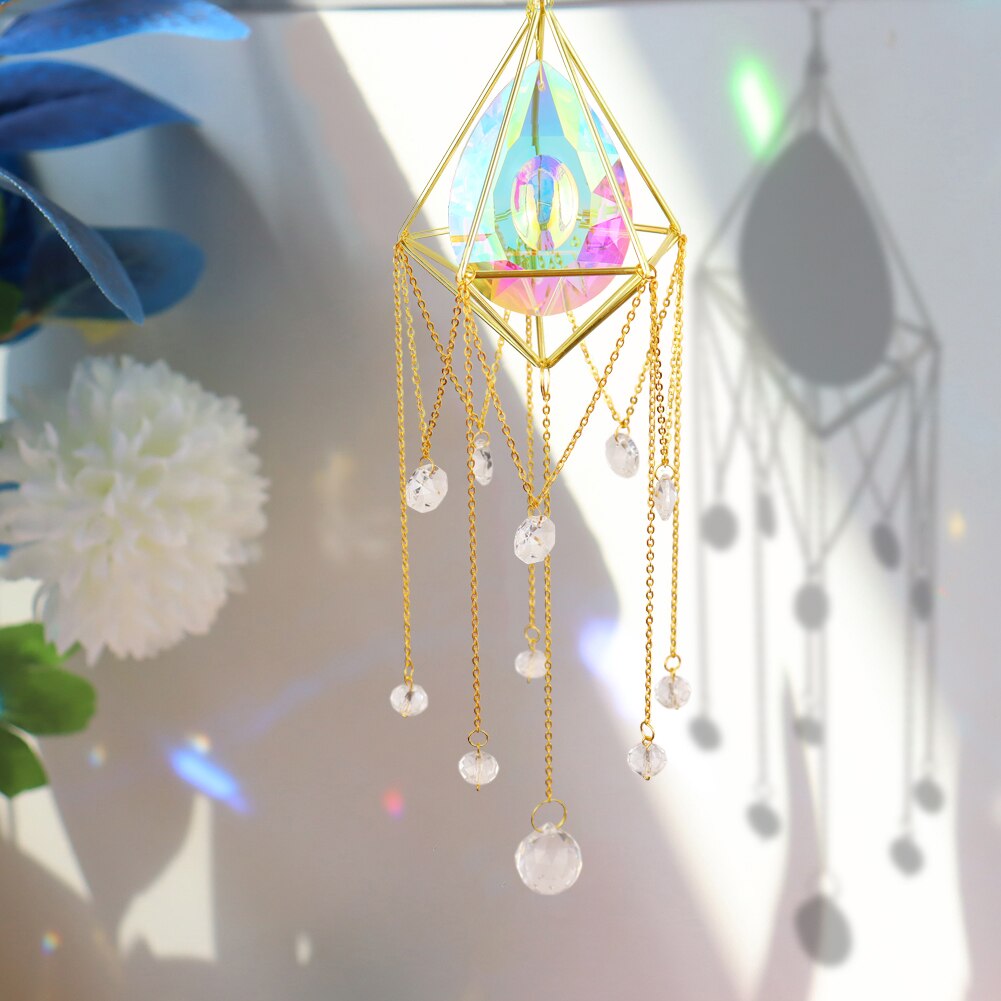 6-Pack Hanging Sun Catchers - Crystal Glass Chandelier Prisms For Window Decor - Multicolored Farmhouse Style By Seear Lights