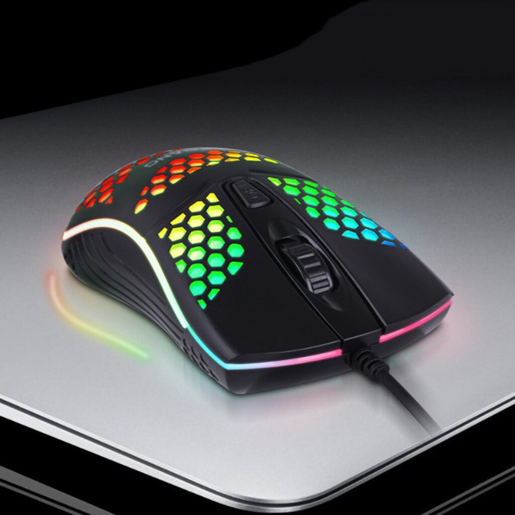 USB Wired Game Mouse Hollow Hole Honeycomb Lightweight Computer Mice Adjustable 800/1200/1600dpi