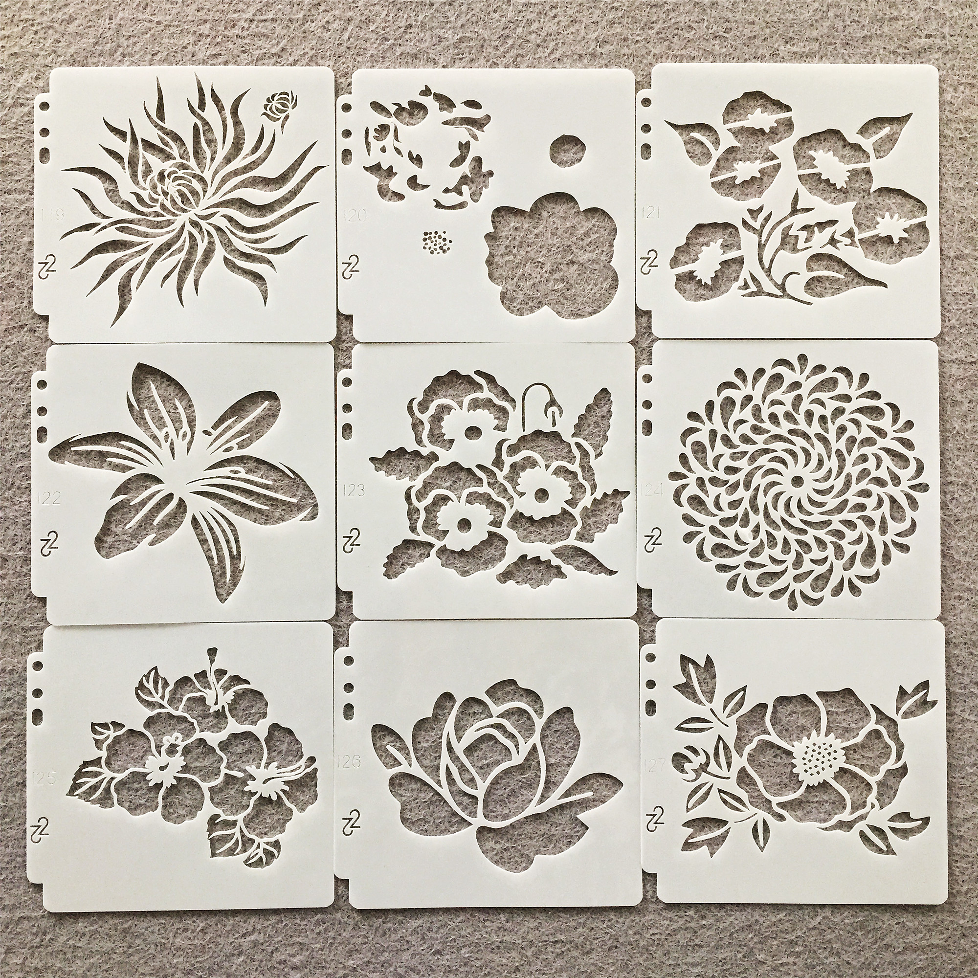 Plantillas de capas DIY, hoja de árbol, Ginkgo Bud, álbum de recortes de pintura, plantilla decorativa para colorear, álbum en relieve, 13cm, 8 piezas por juego: violet