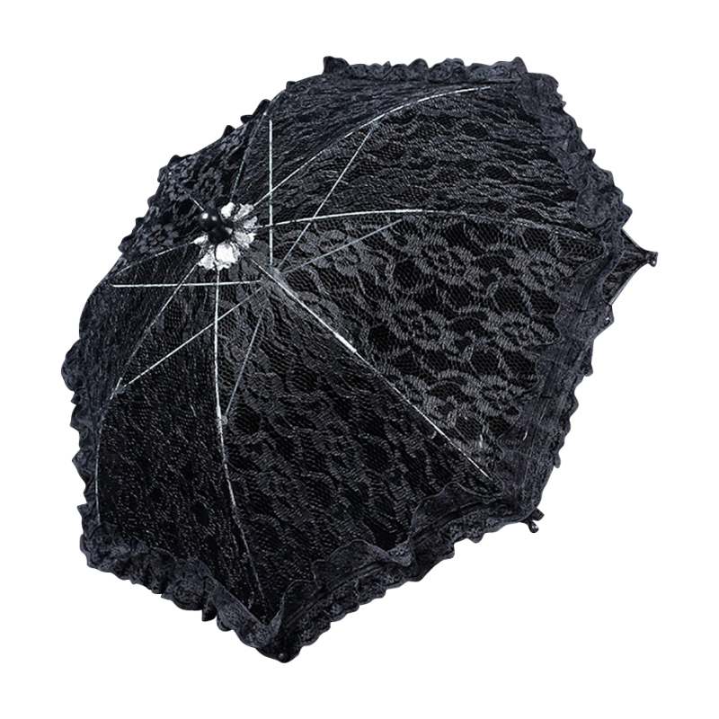 Sonnenschirm Baumwolle Stickerei Braut Regenschirm Weiß Elfenbein Spitze Sonnenschirm Regenschirm Hochzeit Regenschirm Dekorationen Foto Stütze: A2