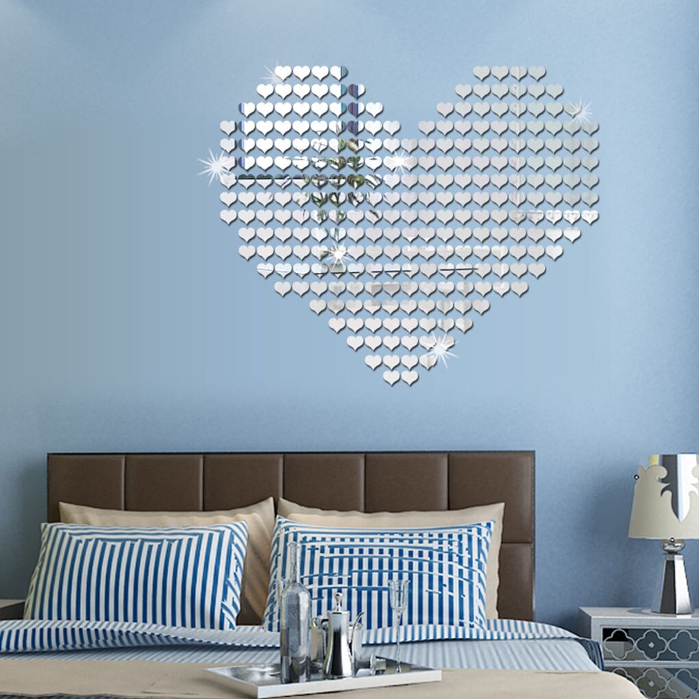 100Pcs 2Cm Kleine Hart Sticker Bruiloft Decor Acryl Spiegel Sticker Kid Kamer Diy Accessoire Party Gast Kwekerij home Decor
