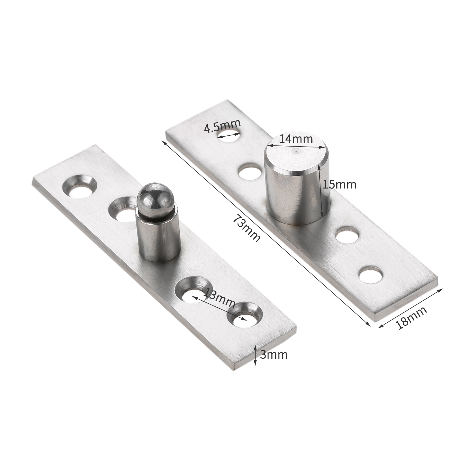 Charnière Pivotante pour Porte Rotative Résistante à 360 °, avec Emplacement Haut et Bas, Arbre Caché, 73/95mm, en Acier Inoxydable, Argent, 1 Ensemble: WHITE