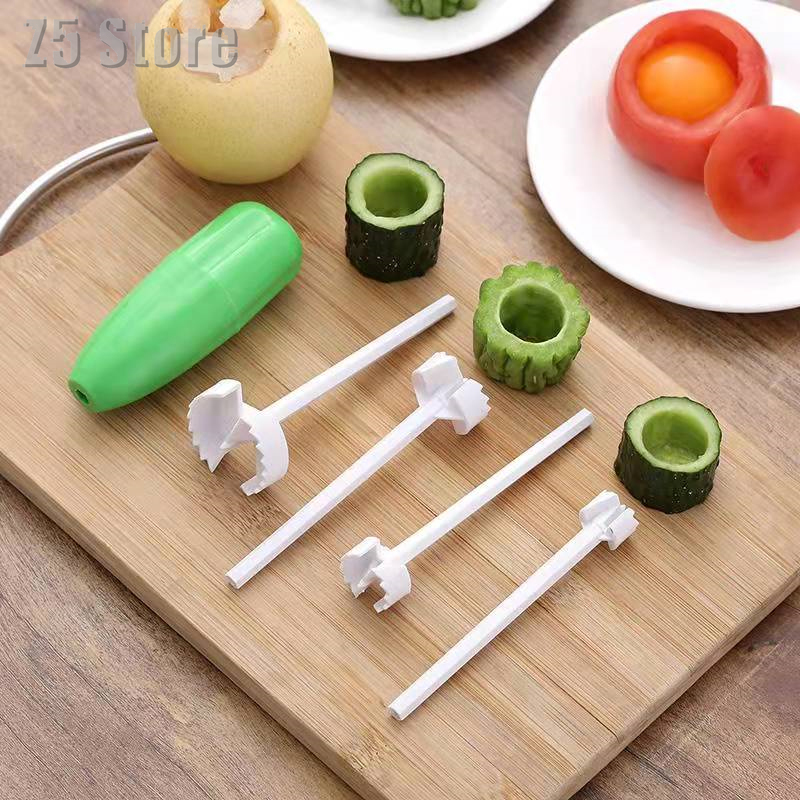 4PCS Vegetable Spiral Cutter Spiralizer Meat Filling Tool Plastic Tomato Eggplant Cutter Kitchen Tool