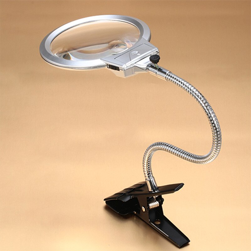 lighted magnifier clip-on desktop LED desk lamp reading diamond painting tool jewelry magnifying glass metal hose magnifying